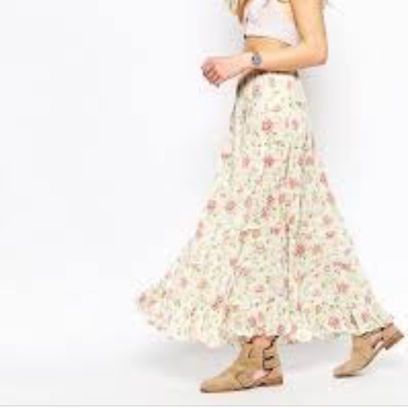 floral tiered maxi skirt